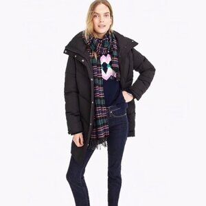 J.Crew x Universal Standard Jacket Coat Black Chevron Puffler Midi Length Winter